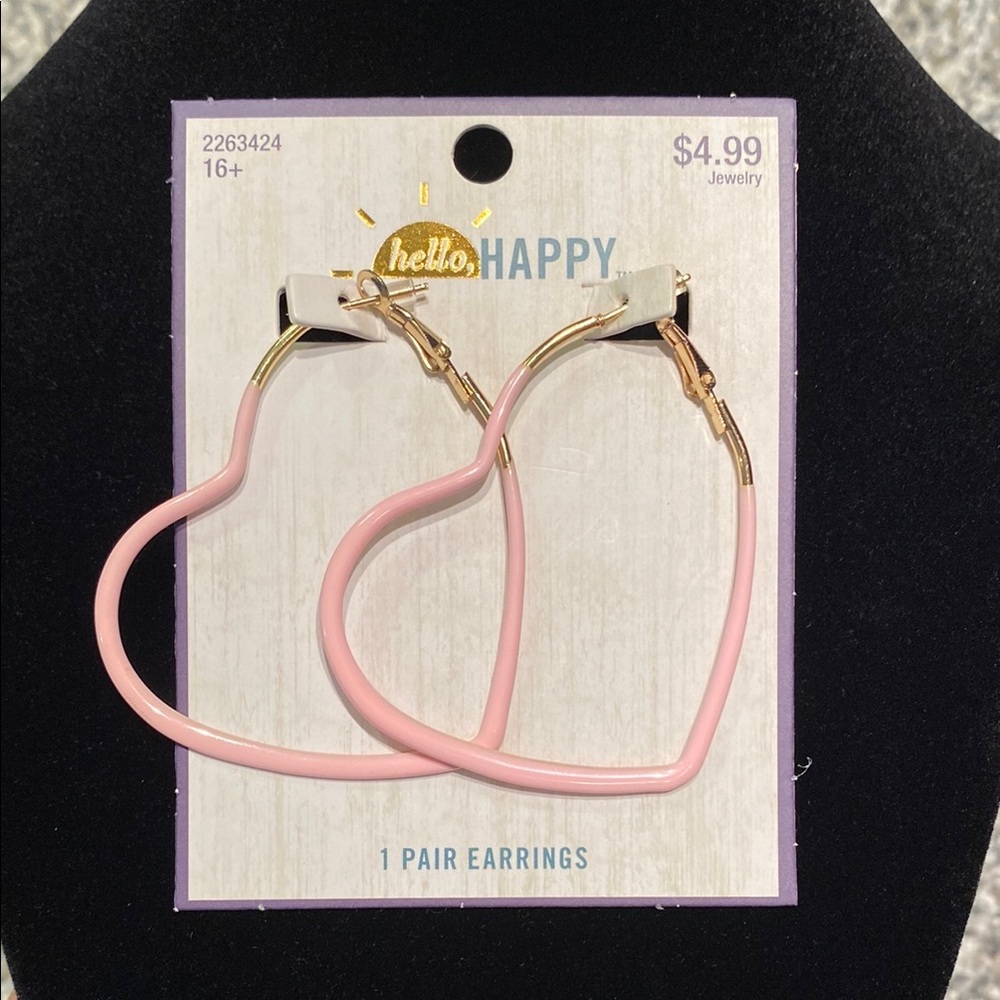 NWT Pink Heart Earrings